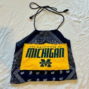 University of Michigan bandana tailgating vintage crop top size XS